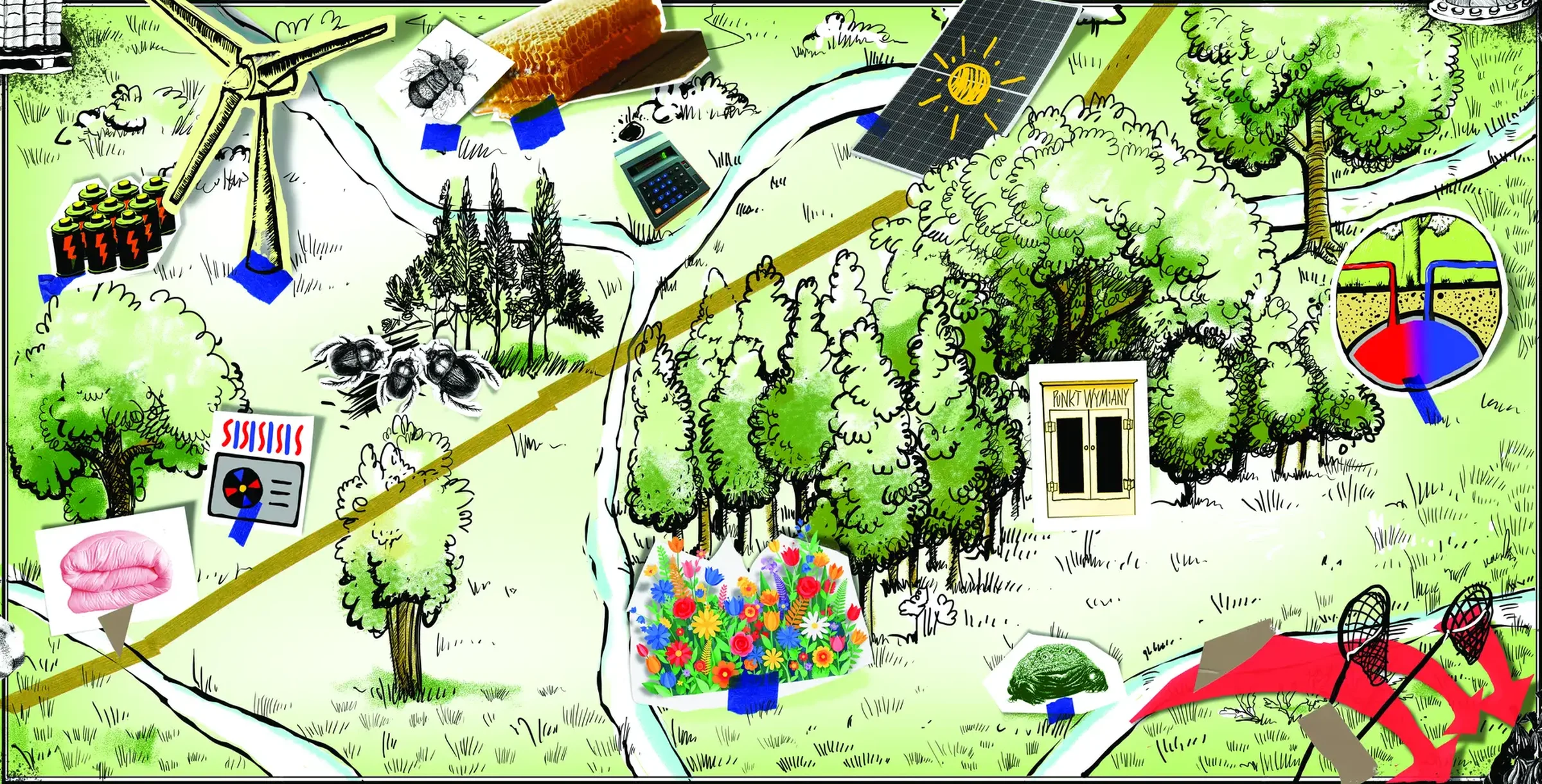 Mapa Stumilowego Lasu — po: kolorowe rozwiązania ekologiczne